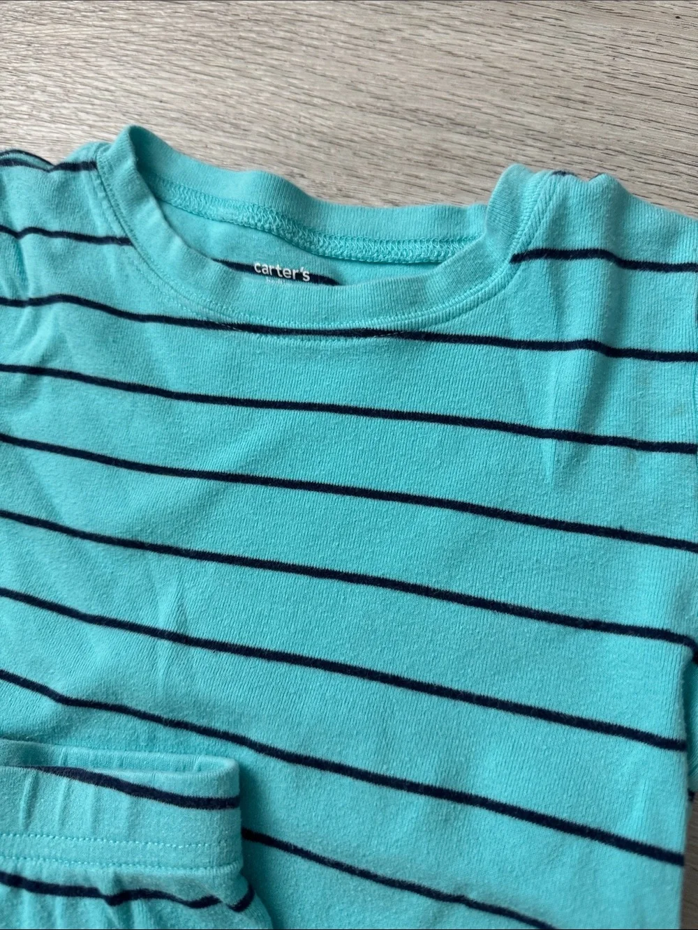 EUC Carter's Teal Stripe & Seafoam Shark Pajama Short Sleeve & Pants Sets Size 6